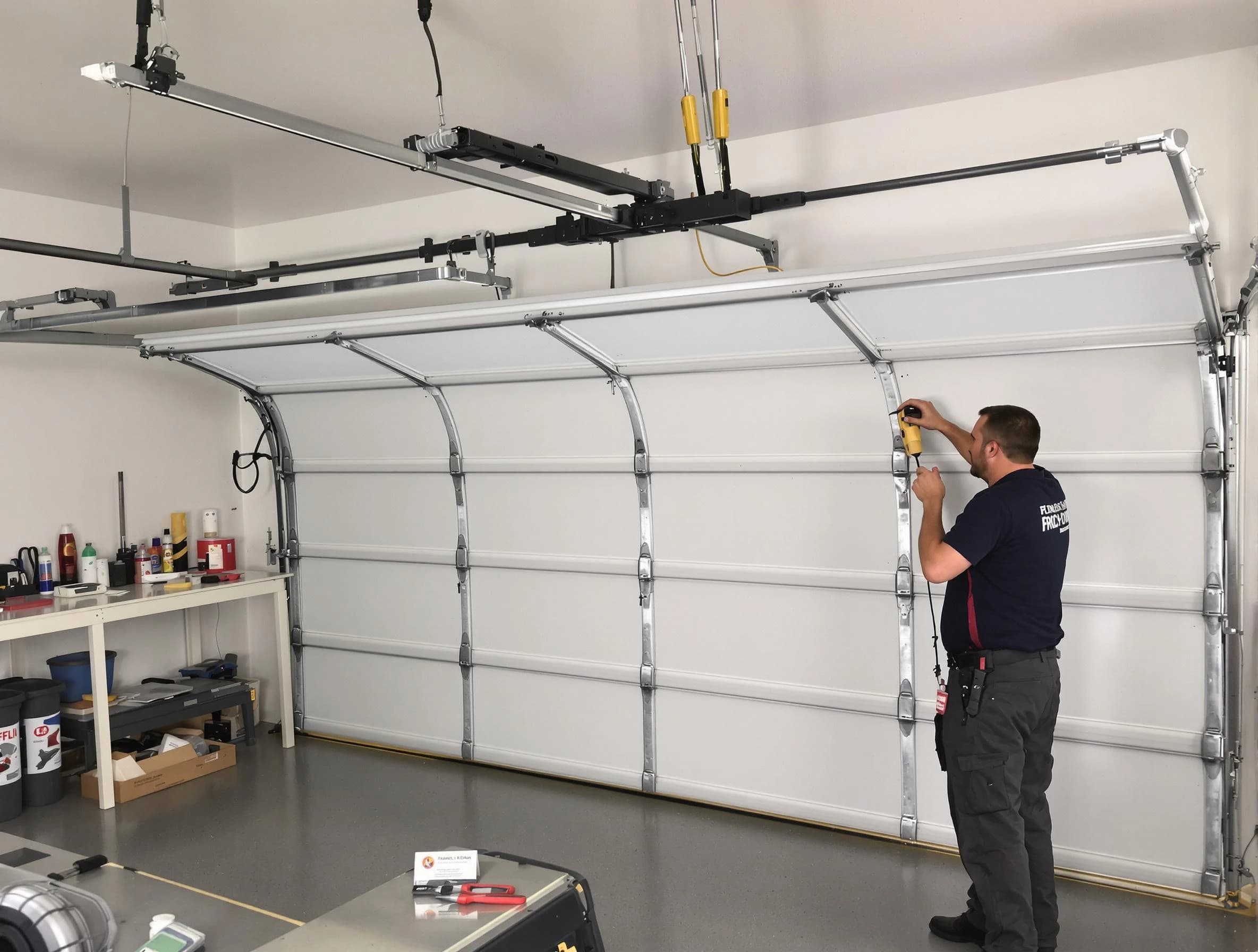 Canton Garage Door Repair certified technician performing overhead door system repair in Canton