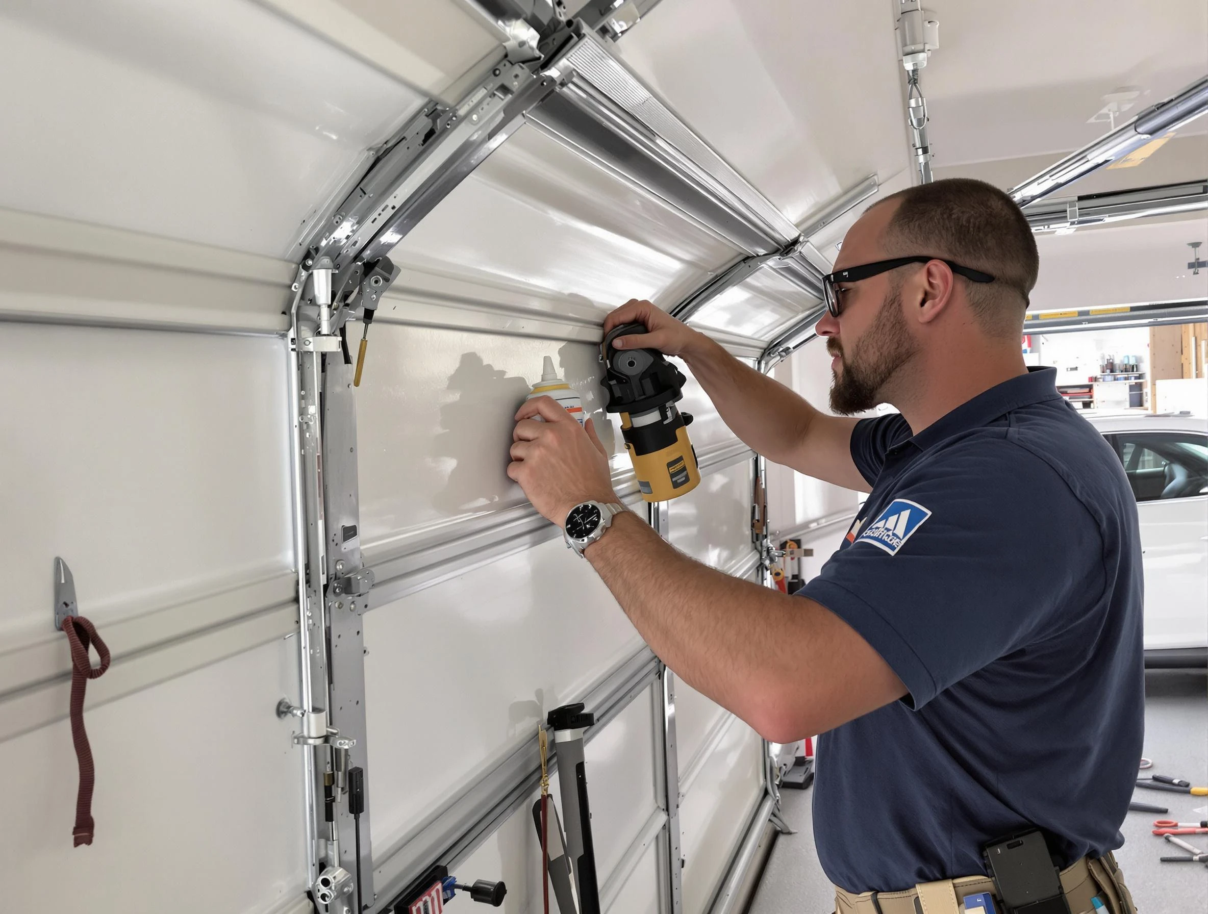 Canton Garage Door Repair technician performing comprehensive noise reduction service in Canton